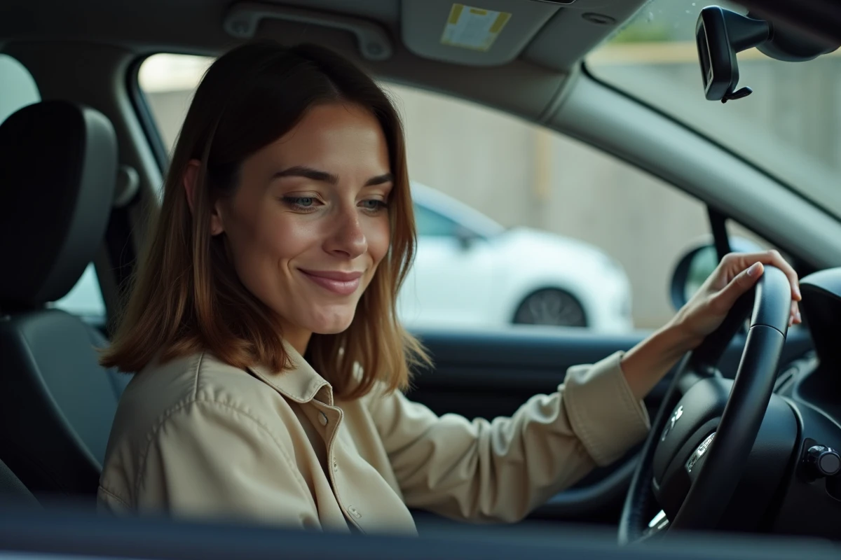 Femme utilisant les commandes audio au volant d'un Peugeot 2008 pour désactiver la radio