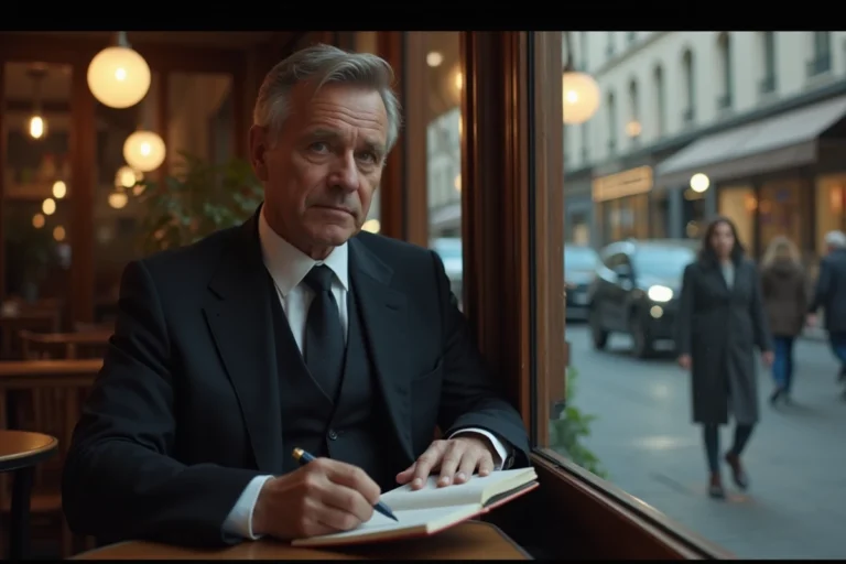 Detective homme dans un café parisien sombre