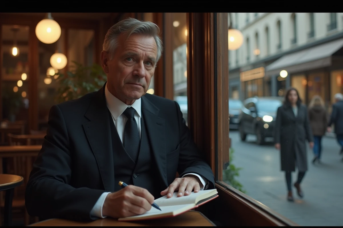 Detective homme dans un café parisien sombre