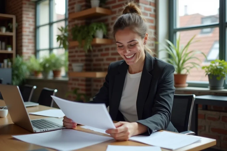 Jeune femme souriante dans un espace coworking à Rennes