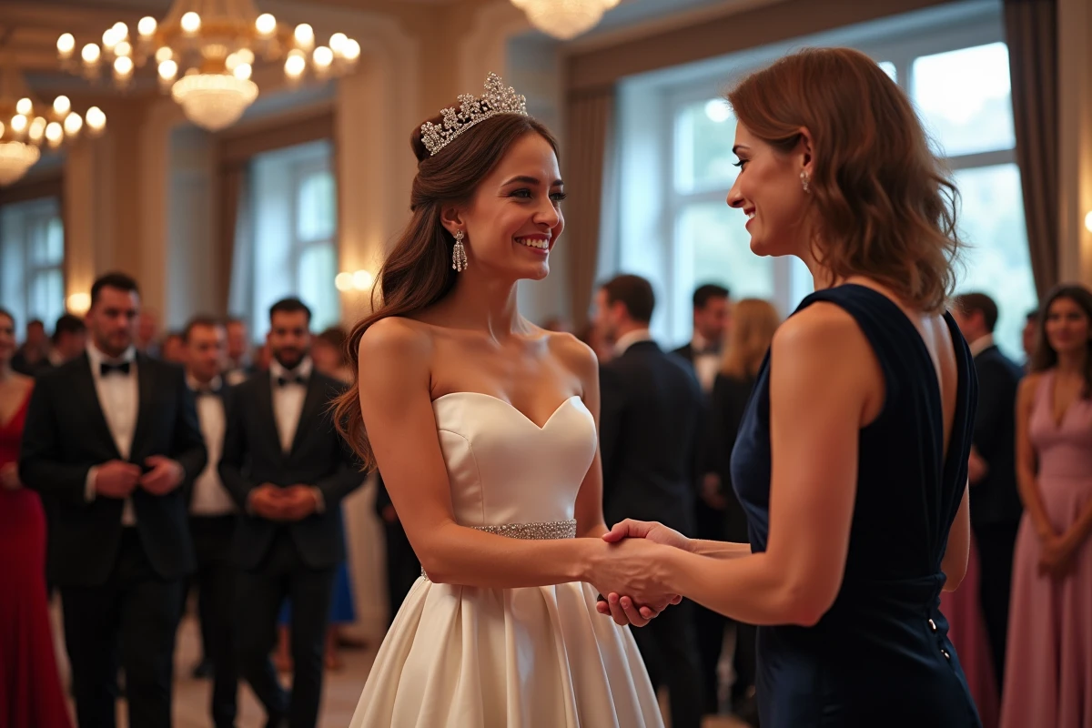Jeune Miss France souriante serrant la main d
